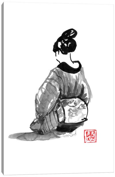 Back Of The Geisha Canvas Art Print - Geisha
