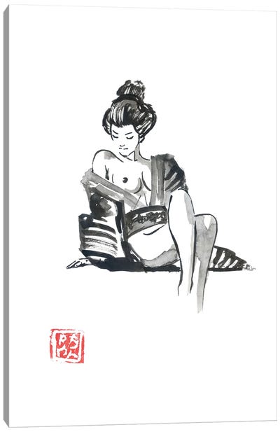 Sunbathing  Geisha Canvas Art Print - Geisha