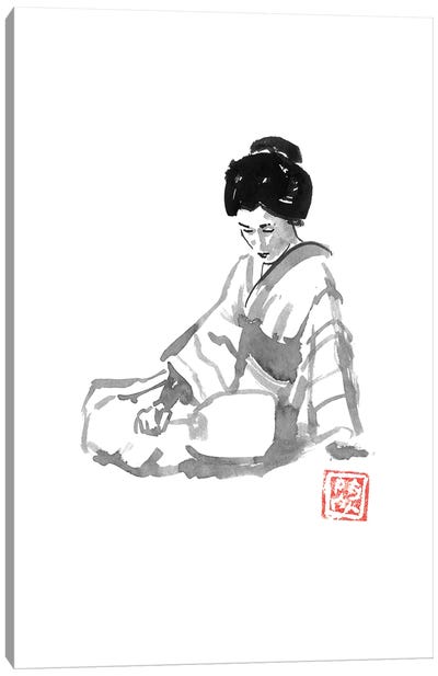 Geisha And Fan Canvas Art Print