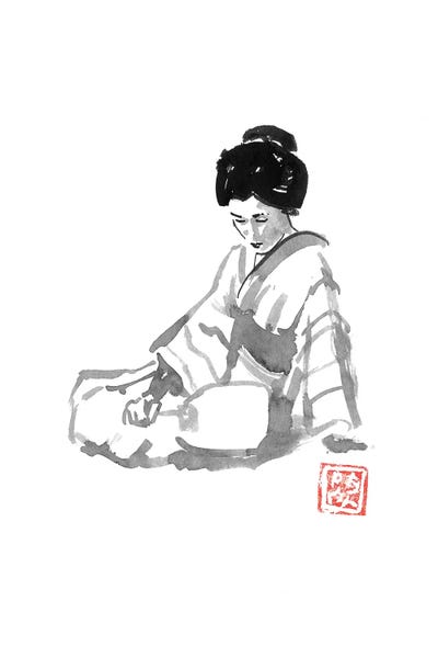 Fans: Geisha And Fan by Péchane