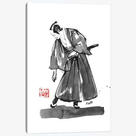 Samurai Checking His Zoori Canvas Print #PCN650} by Péchane Canvas Wall Art