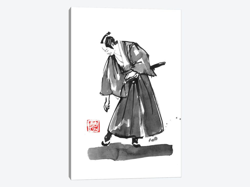 Samurai Checking His Zoori by Péchane 1-piece Canvas Art Print