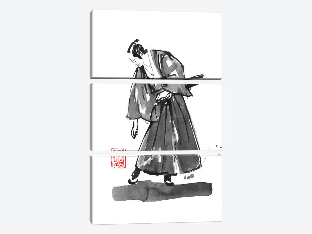 Samurai Checking His Zoori by Péchane 3-piece Canvas Print