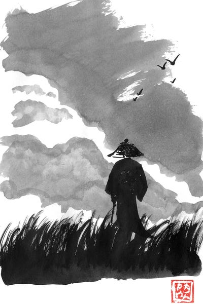 Black & White & Red: Walking Pilgrim by Péchane