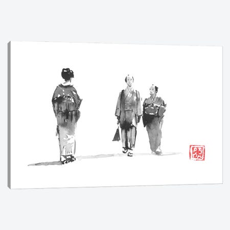 Two Men Crossing A Geisha Canvas Print #PCN661} by Péchane Art Print