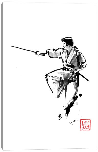 Jumping Samurai Canvas Art Print - Samurai Art