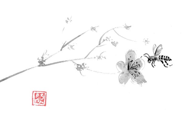 Cherry Blossoms: Sakura And Bee by Péchane