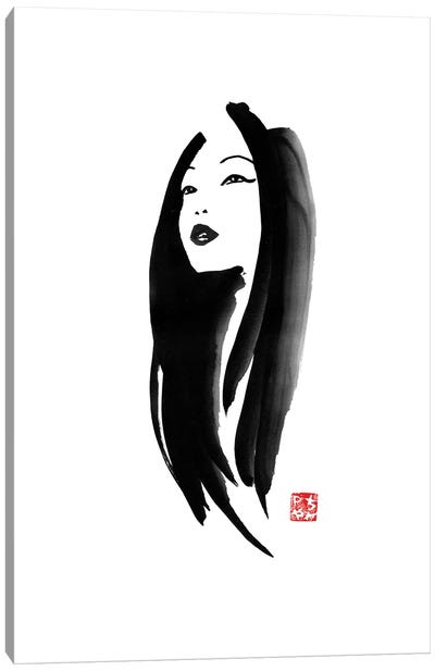Geisha I Canvas Art Print - Black, White & Red Art