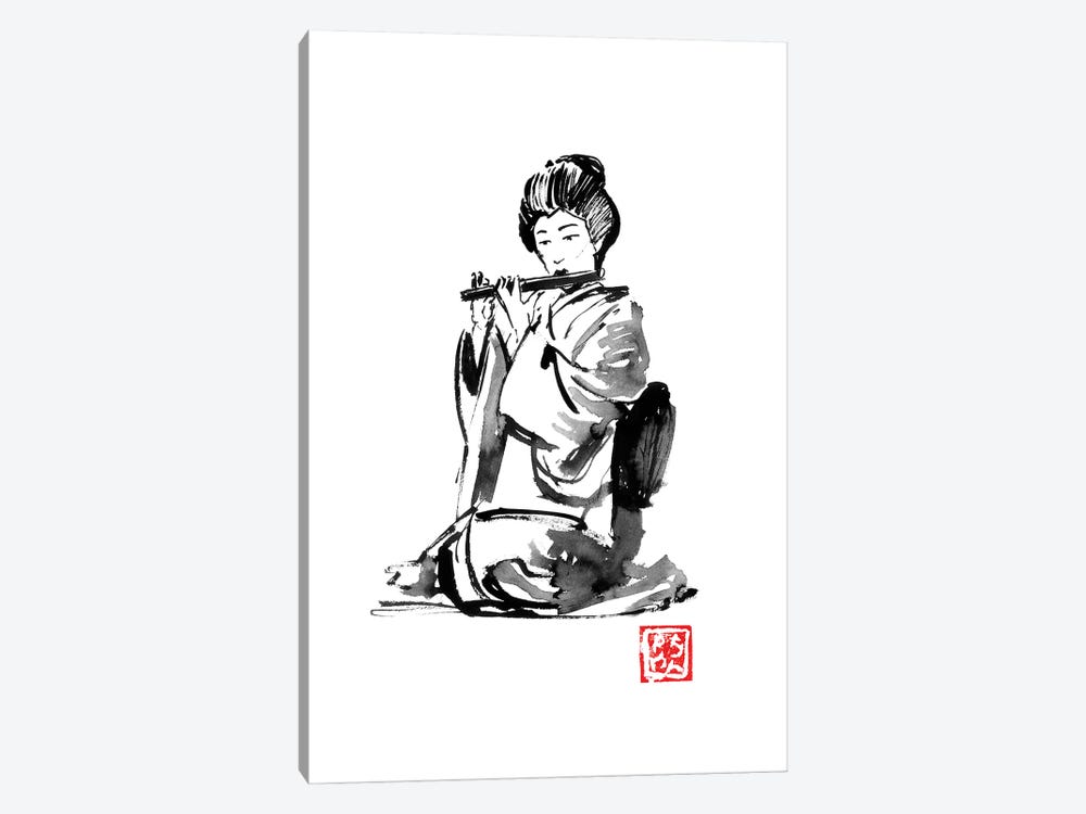 Geisha Flute Player by Péchane 1-piece Art Print