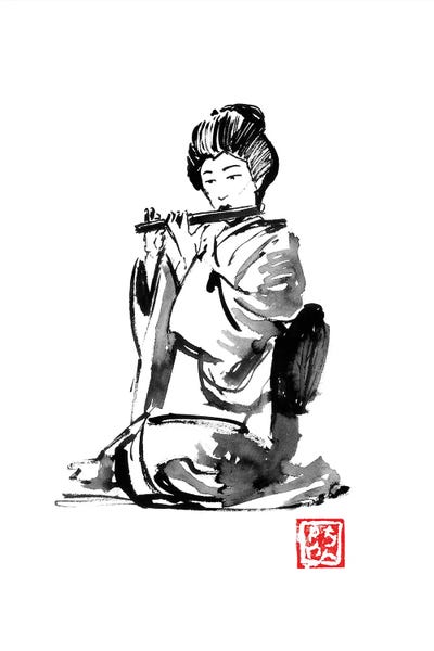 East Asian Culture: Geisha Flute Player by Péchane