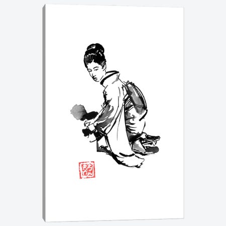 Geisha Picking Up Canvas Print #PCN691} by Péchane Canvas Wall Art