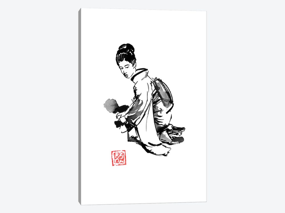 Geisha Picking Up by Péchane 1-piece Canvas Wall Art