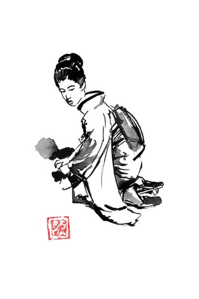 East Asian Culture: Geisha Picking Up by Péchane