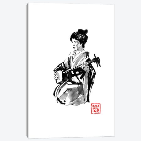 Geisha Playing Shamisen Canvas Print #PCN692} by Péchane Canvas Artwork