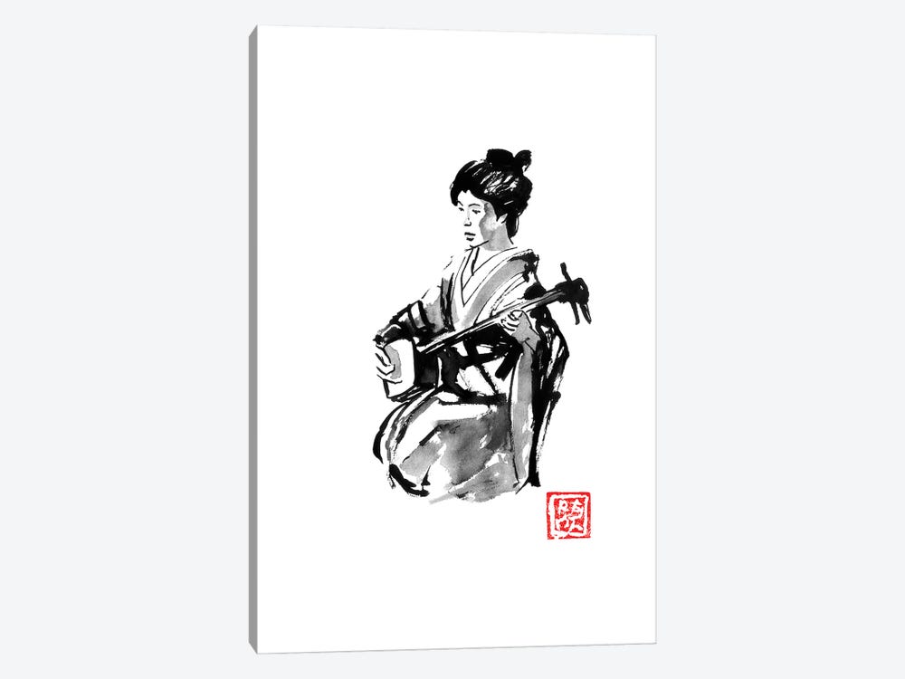 Geisha Playing Shamisen by Péchane 1-piece Canvas Art Print