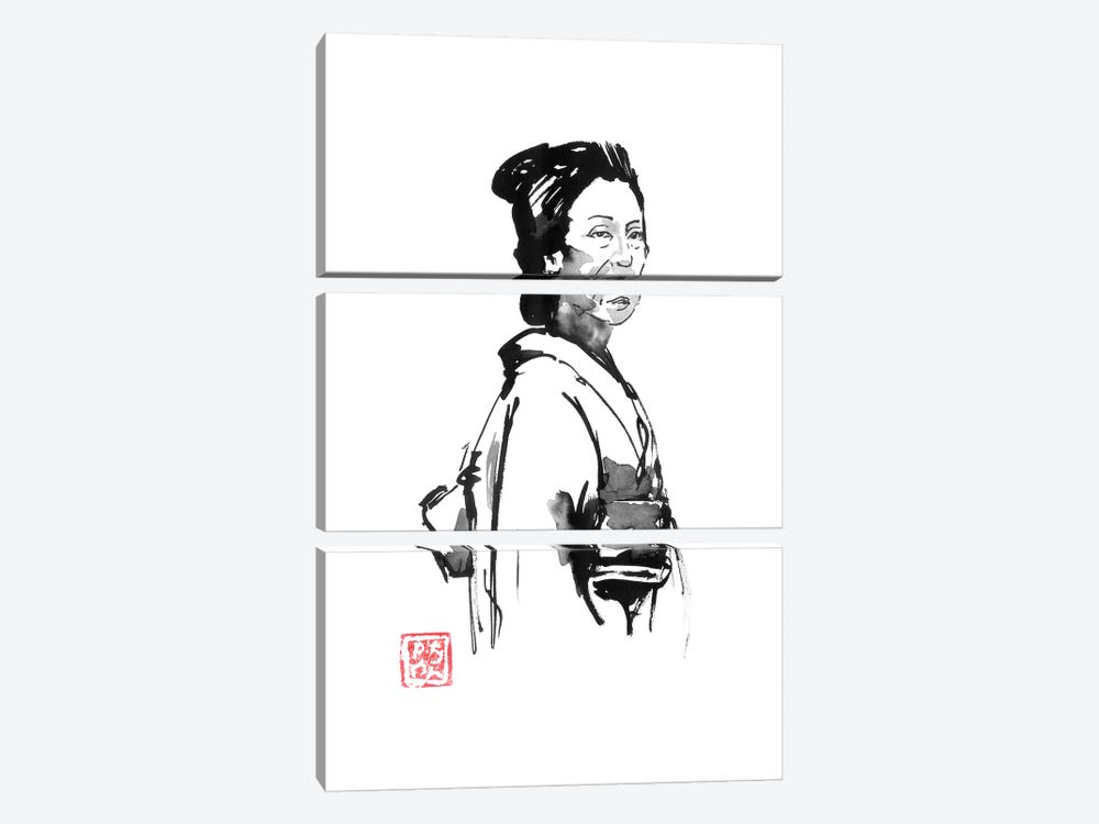 Old Japanese Lady by Péchane 3-piece Art Print