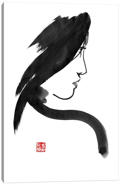 Geisha Profile Canvas Art Print - Geisha