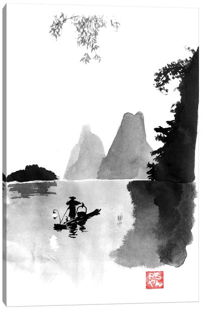 At Night On The River Canvas Art Print - Zen Bedroom Art