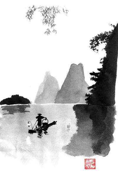 Black & White: At Night On The River by Péchane