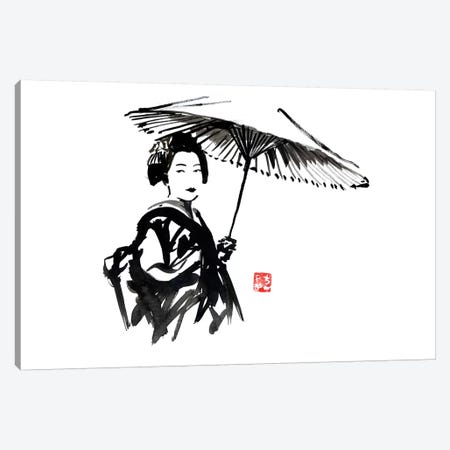 Geisha With Umbrella Canvas Print #PCN70} by Péchane Canvas Wall Art