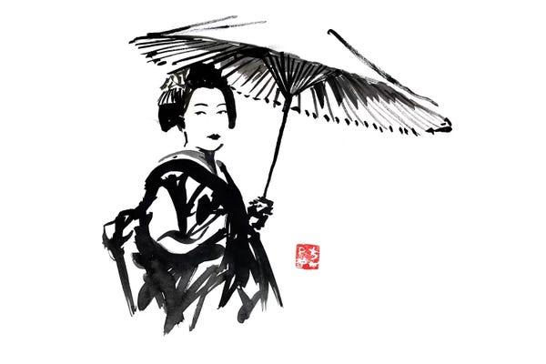 Japanese Culture: Geisha With Umbrella by Péchane