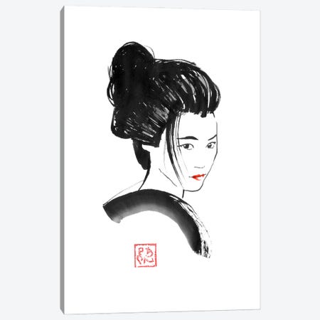 Red Lips Geisha Canvas Print #PCN710} by Péchane Art Print