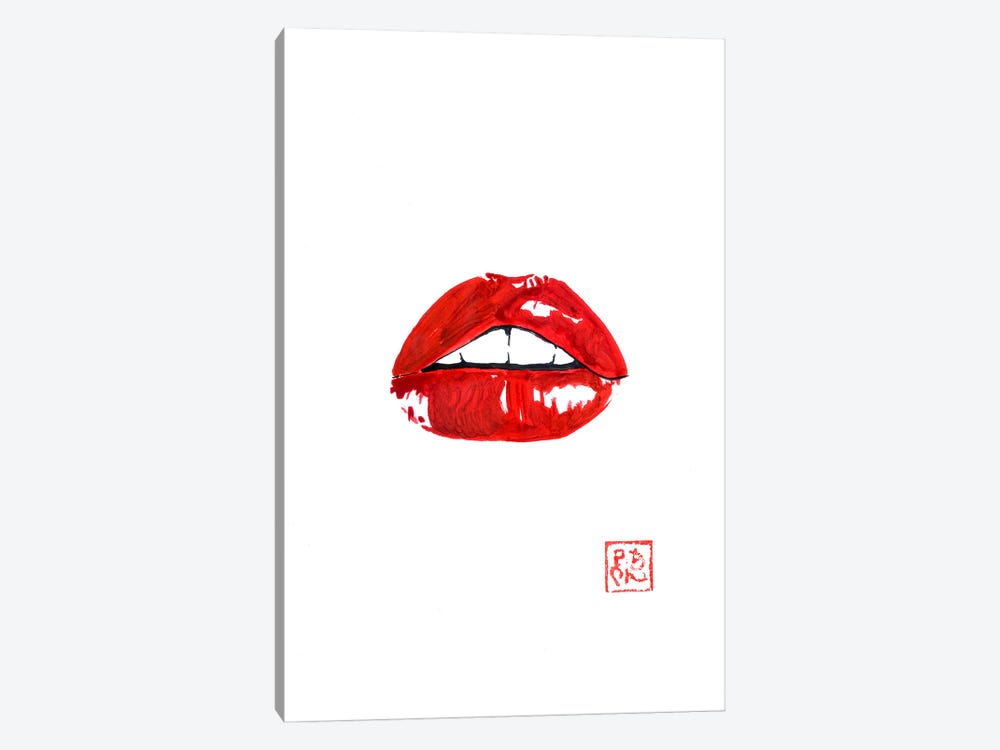 Red Lips by Péchane 1-piece Canvas Art Print