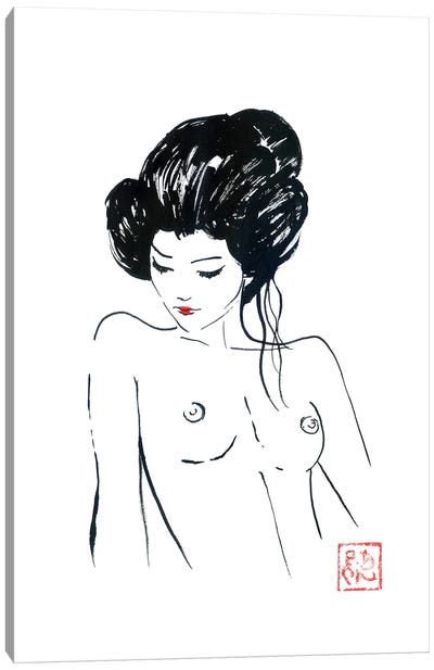 Nude Geisha Bust Canvas Art Print - Geisha