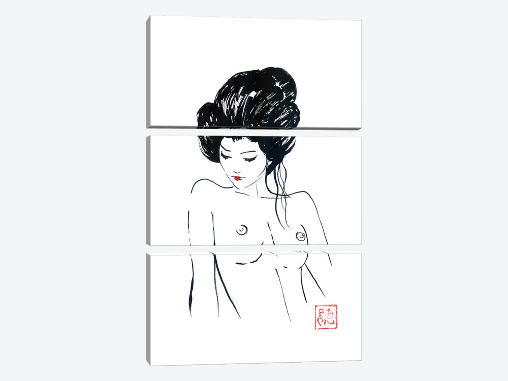 Nude Geisha Bust by Péchane 3-piece Canvas Artwork
