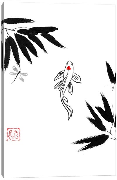 Koi In Water Canvas Art Print - Zen Bedroom Art