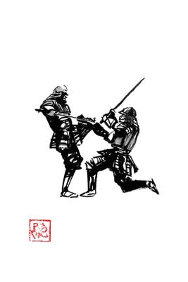 InterestPrint Fight between Japanese Samurai and