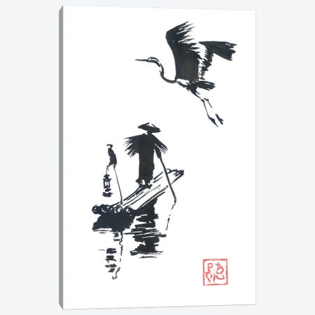 Fisherman And Stork Canvas Print #PCN747} by Péchane Canvas Art Print