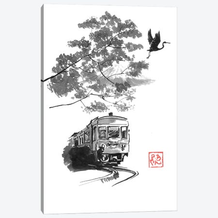 Train, Stork And Fuji Canvas Print #PCN755} by Péchane Canvas Artwork
