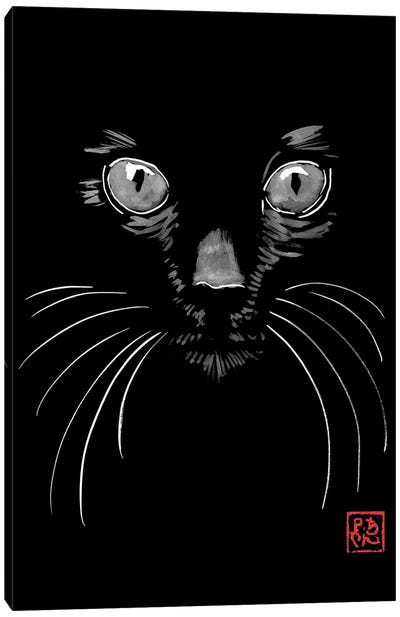 Black Cat In Black Canvas Art Print - Gray Art