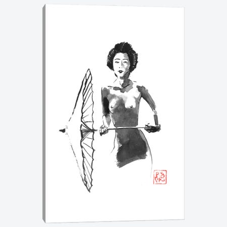 Nude Geisha And Umbrella Canvas Print #PCN785} by Péchane Art Print