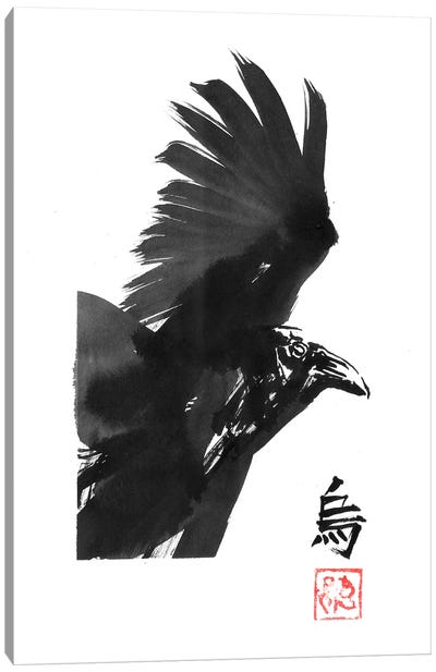 Crow Square Canvas Art Print - Crow Art