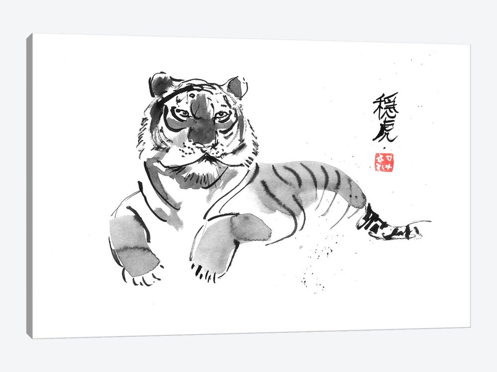 Tiger Kanji by Péchane 1-piece Canvas Print