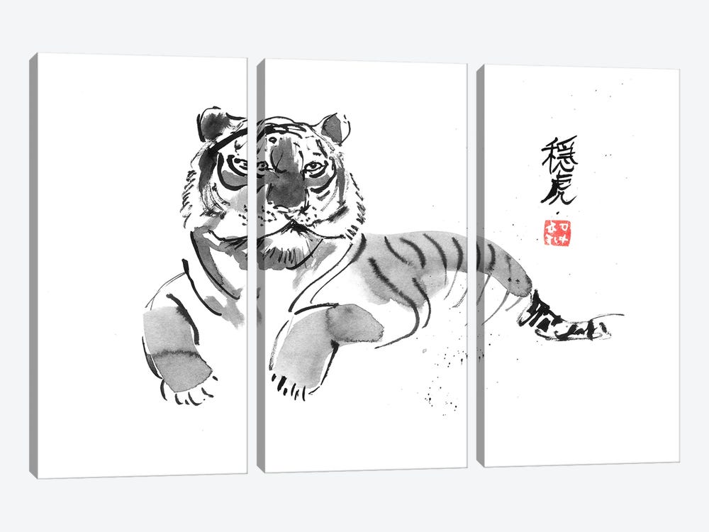 Tiger Kanji by Péchane 3-piece Canvas Art Print