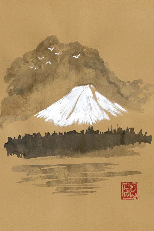 Fuji On Brown Paper by Péchane wall art