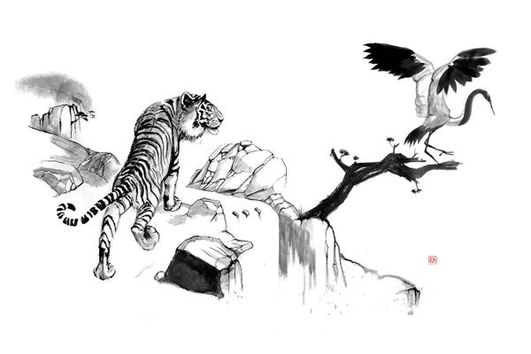 Tigers: The Tiger And The Crane by Péchane
