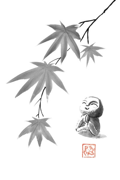 Black & White Florals: Maple Leaves And Jizo by Péchane