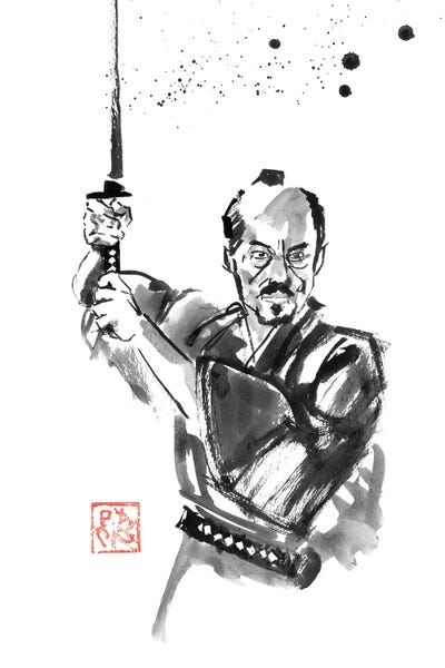 En Garde Samurai by Péchane framed wall art