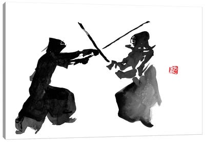 Kendo Fight Canvas Art Print - Samurai