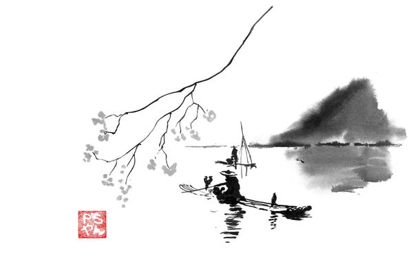 Black & White Decorative Art: Lake by Péchane