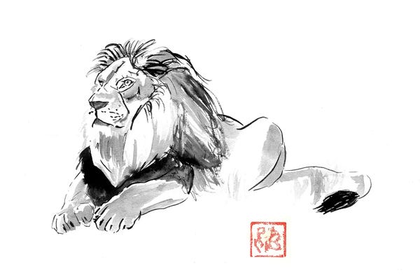 Fine Art Print: Lion In The Savanna by Péchane