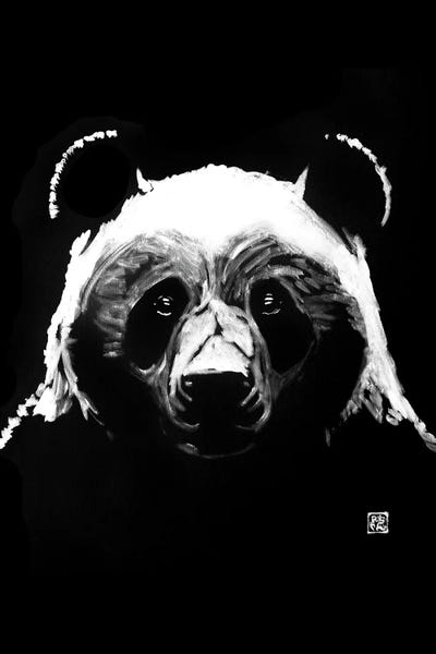 Péchane - Framed Canvas Art: Black Panda by Péchane