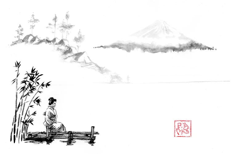 Geisha Waiting At The Lake