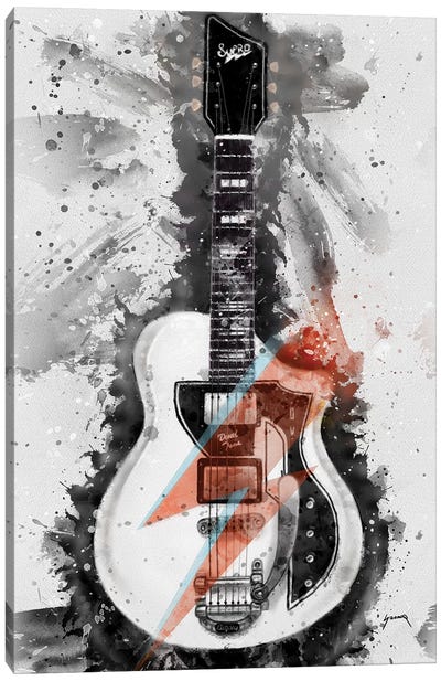David Bowie's Guitar Caricature I Canvas Art Print - Pop Cult Posters