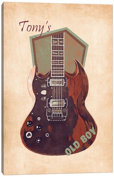 Tony Iommi's Guitar Retro Canvas Art Print - Heavy Metal Art