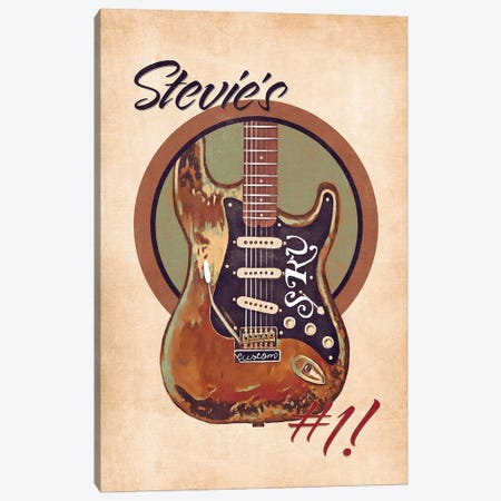 Stevie Ray Vaughan's Guitar Retro Canvas Print #PCP117} by Pop Cult Posters Canvas Artwork